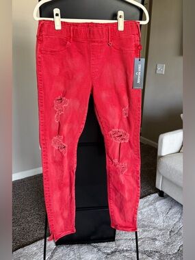 True Religion Red Distressed Skinny Jeans